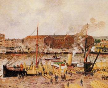 Camille Pissarro : Unloading Wood at Rouen